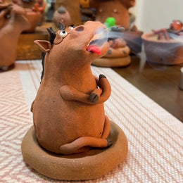 Funny Horse Handmade Clay Incense Burner & Holder