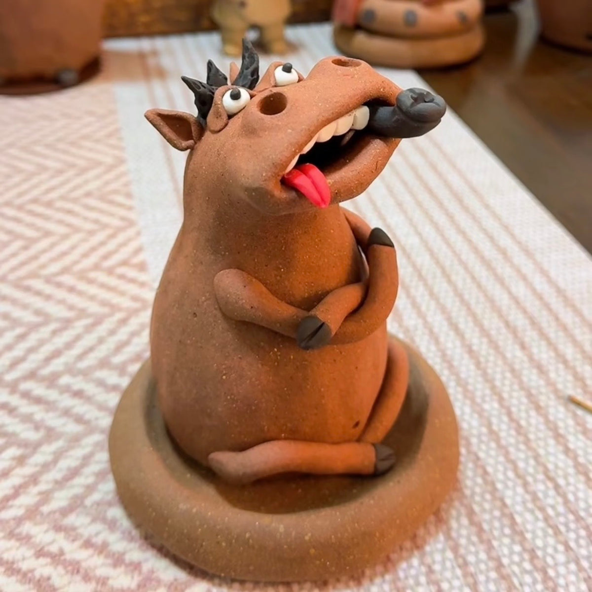 Funny Horse Handmade Clay Incense Burner & Holder